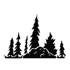 Obraz premium silhouette with trees and coniferous forest landscape silhouettes Vector illustration
