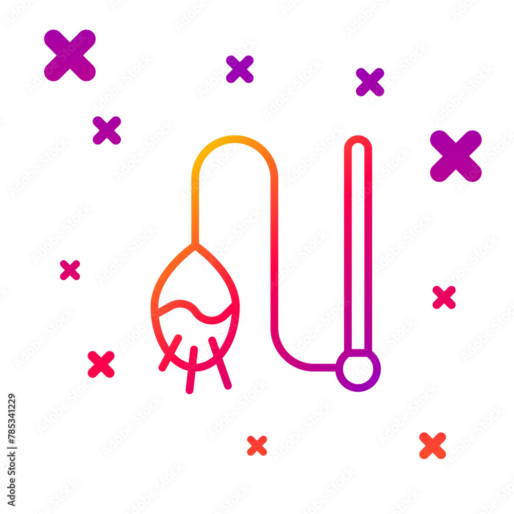 Poster color line pet cat toy icon isolated on white background. gradient random dynamic shapes. vector