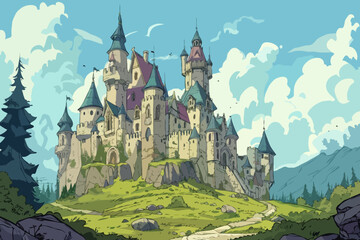 Castle, Vector illustration, background - obrazy, fototapety, plakaty