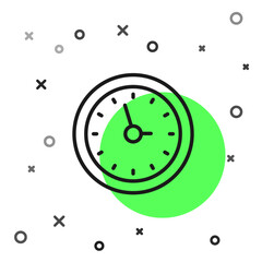 Black line Clock icon isolated on white background. Time symbol. Vector