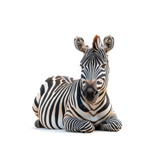 A Zebra Resting on a White Surface. Generative AI