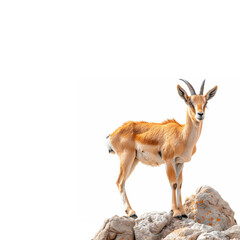 Gazelle Standing on Rocky Hill. Generative AI