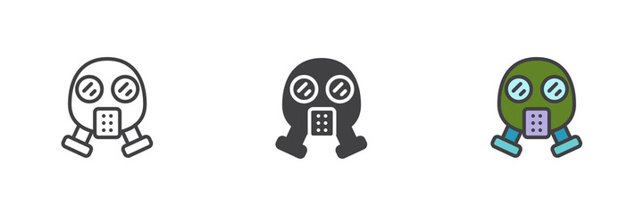 Gas mask different style icon set