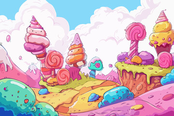 Candyland, Vector illustration, cartoon background