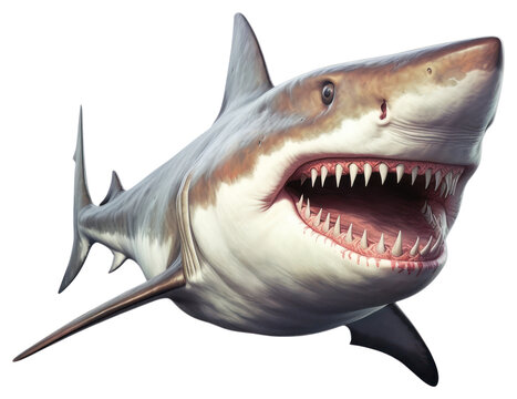 PNG Shark animal fish aggression, digital paint illustration. AI generated image