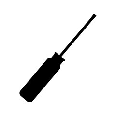 Illustration showing a black construction screwdriver on a white background