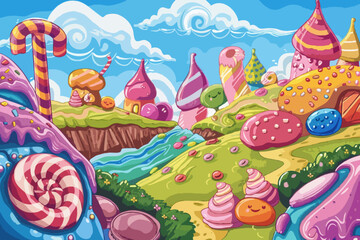 Candyland, Vector illustration, cartoon background