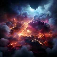 Fototapeta na wymiar 3d illustration of an abstract fractal background with stars and clouds