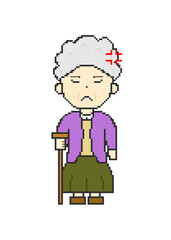 Pixel Art Angry Grandma Illustration