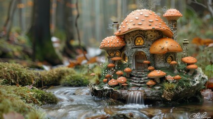 Fototapeta premium Fairy Tale Scenes: Create whimsical scenes reminiscent of fairy tales, with castles, enchanted forests, and magical creatures. 