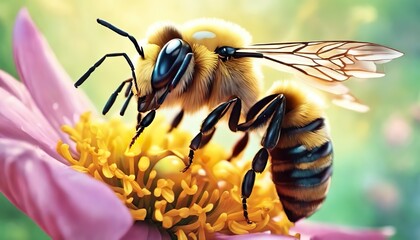 bee on flower
Honeybee Pollinating a Pink Flower - obrazy, fototapety, plakaty