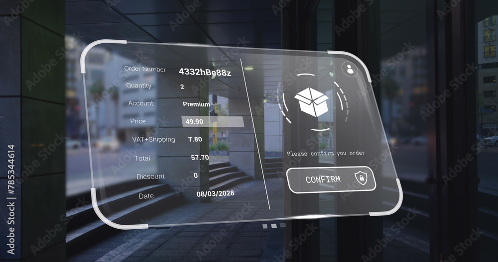 Aufkleber image of digital interface with data processing over cityscape