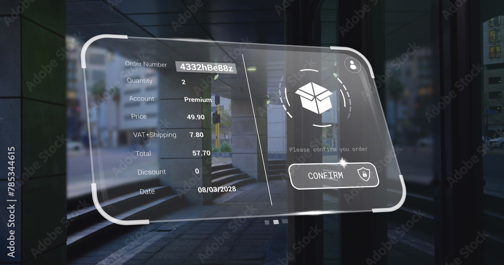 Aufkleber image of digital interface with data processing over cityscape