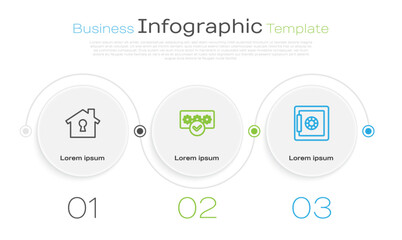 Set line House under protection, Password and Safe. Business infographic template. Vector