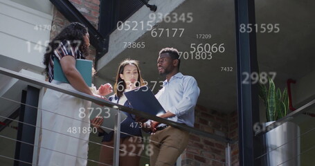 Image of data processing over diverse business people in office