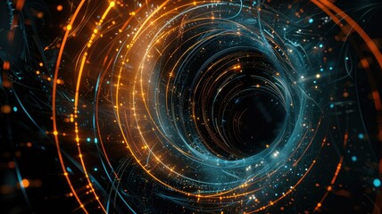 Obraz premium Abstract glowing orange and blue swirl - This stunning image captures an abstract digital art concept with glowing orange and blue swirls giving a sci-fi vibe