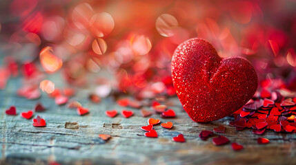 Valentine's day wallpapers hd Two red hearts on a background with bokeh lights.