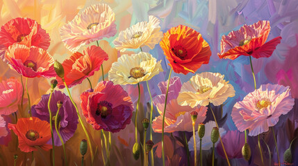 Pretty poppy blooms offer vibrant colors and delicate petals.