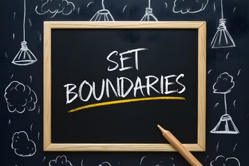 Blackboard with set boundaries highlighted concept of setting limits