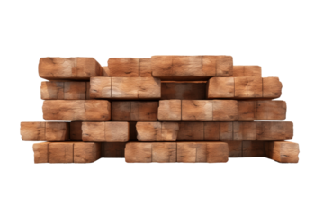 Towering Architecture: A Whimsical Stack of Wooden Blocks. On a White or Clear Surface PNG Transparent Background.