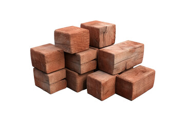 Towers of Wonder: A Wooden Block Pile Sculpture. On a White or Clear Surface PNG Transparent Background.