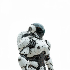 Man in White Suit With Helmet On. Generative AI