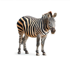 Zebra Standing in Front of White Background. Generative AI