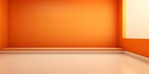 orange abstract background vector, empty room interior with gradient corner in a yellow color for product presentation platform