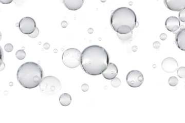 Swirling Symphony: A Whimsical Dance of Floating Bubbles. On a White or Clear Surface PNG Transparent Background.