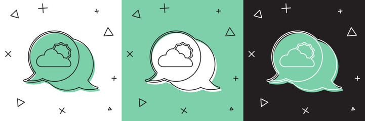 Set Location cloud icon isolated on white and green, black background. Vector