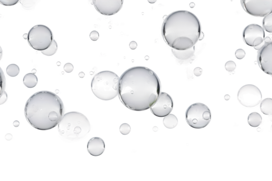 Swirling Symphony: A Whimsical Dance of Floating Bubbles. On a White or Clear Surface PNG Transparent Background.