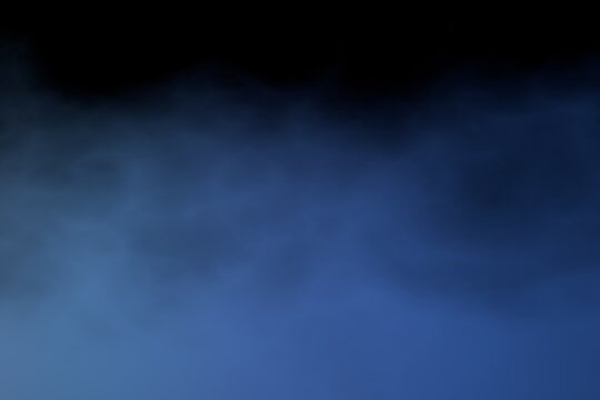 Blue smoke vapor mist cloud on black background abstract modern transparent gradient 