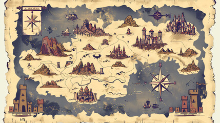Fantasy Adventure map buder with simple icon element