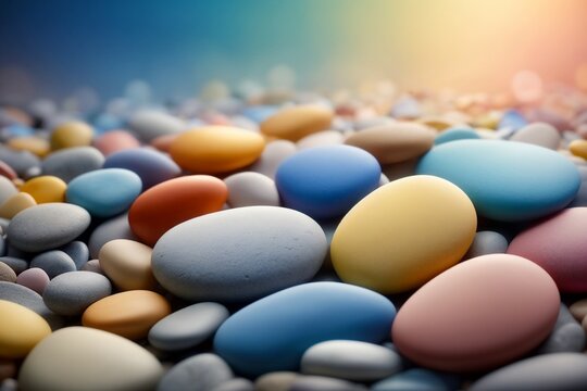 light background of multi-colored pebbles in light pastel colors