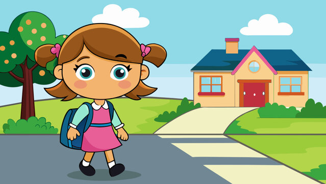 a-vector-illustration-of-a-little-girl-going-to-sc