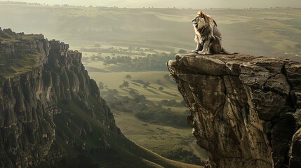 Majestic Gryphon Perched on Cliff