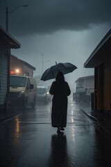 People taking shelter or cover from the hurricane - obrazy, fototapety, plakaty