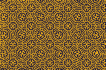 Yellow Black organic turing irregular lines background with unique pattern design