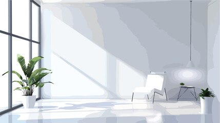 Empty white interior. Flat vector isolated on white background