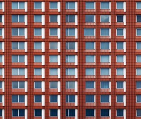 Fototapeta na wymiar Red Brick Apartment Building with Patterned Windows