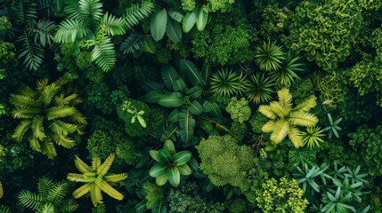 A panoramic view of a dense rainforest canopy from above - obrazy, fototapety, plakaty