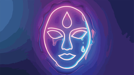 Facial Mask Water Drop neon light sign vector. Glowin