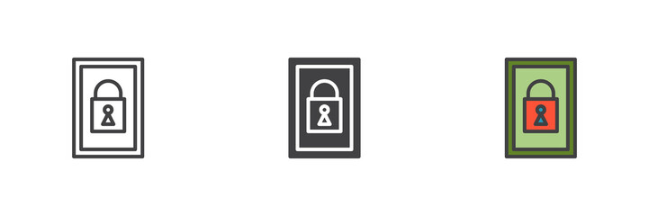 Door lock different style icon set - 785353287