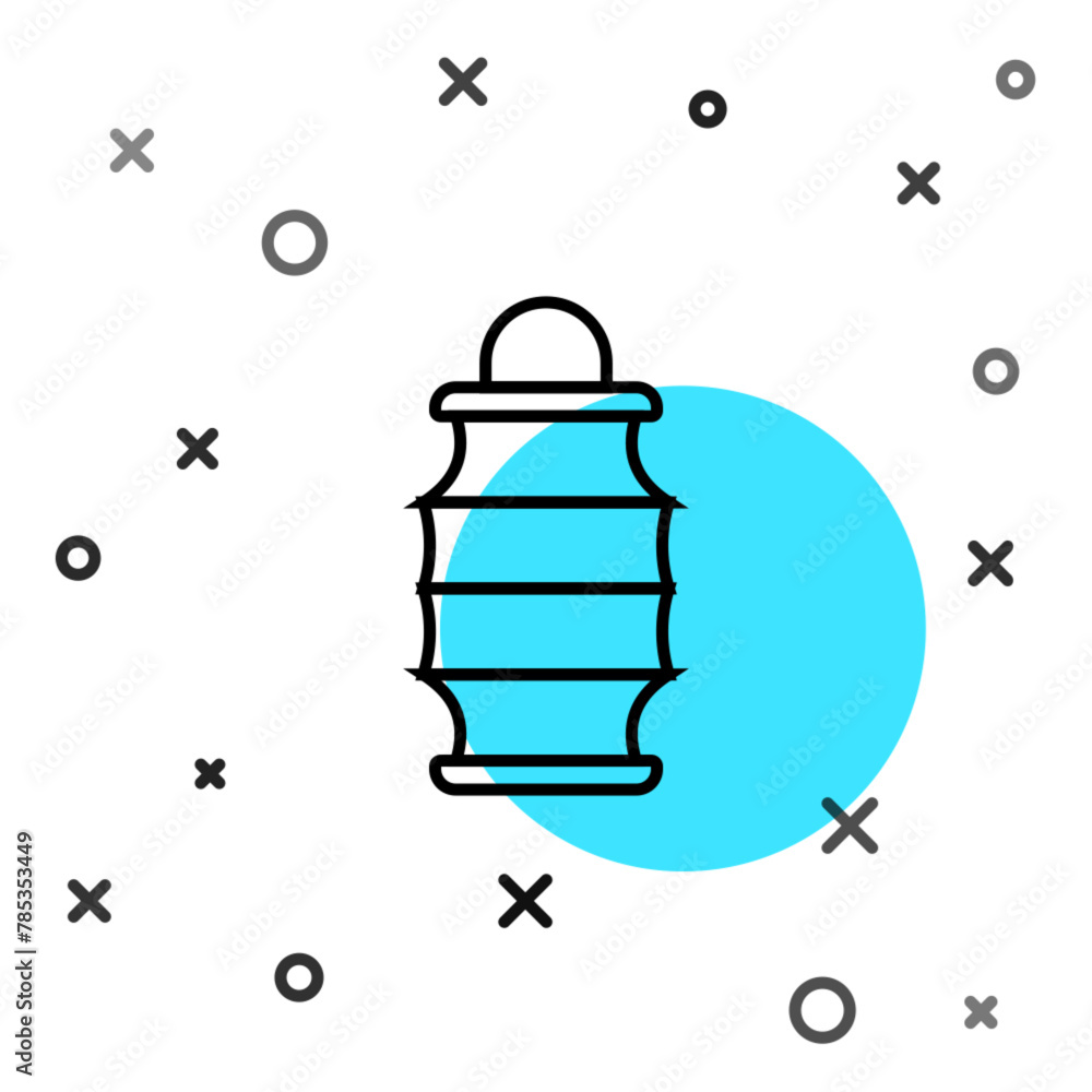 Poster black line chinese paper lantern icon isolated on white background. random dynamic shapes. vector