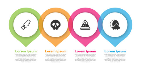 Fototapeta premium Set Hand saw, Skull, Masons and Moon stars. Business infographic template. Vector