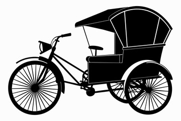 Fototapeta na wymiar Rickshaw black silhouette vector 