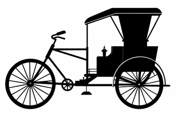 Fototapeta premium Rickshaw black silhouette vector 
