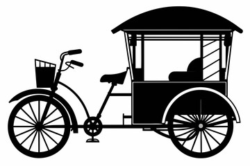 Rickshaw black silhouette vector 