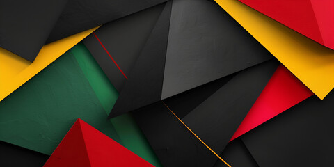 Abstract geometric black red yellow green color banner background Black History Month color background with copy space for text - obrazy, fototapety, plakaty