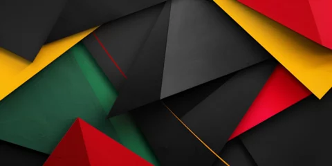 Fotobehang Abstract geometric black red yellow green color banner background Black History Month color background with copy space for text © Muhammad